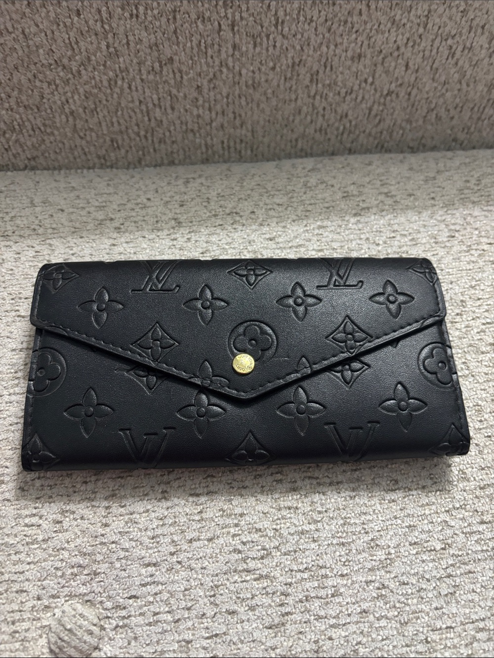 *Fashion*Monogram embossed Long black Wallet